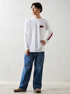 「JOURNAL STANDARD relume（ジャーナルスタンダード　レリューム）のアイテム（その他シューズ）」を使った、JOURNAL STANDARD relumeさん（メンズ・179cm）の夏コーディネート