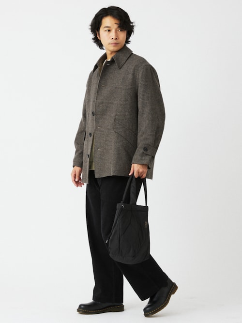 セール】BISHU WOOL ツイード チェック バルカラー ショート