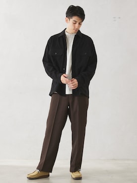 「Healthknit（ヘルスニット）のアイテム（Tシャツ/カットソー）」を使った、JOURNAL STANDARD relumeさん（メンズ・179cm）の秋コーディネート