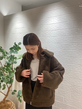 「mline（エムライン）のアイテム（ブルゾン）」を使った、C.Yamamotoさん（レディース・163cm）の冬コーディネート
