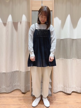 「春服」｜「アイテム（チュニック）」を使った、lnadä*さん（レディース・159cm）の春コーディネート