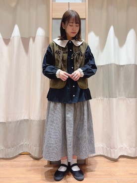 「Samansa Mos2（サマンサ モスモス）の配色前後2WAYブラウス（シャツ/ブラウス）」を使った、lnadä*さん（レディース・159cm）の春コーディネート