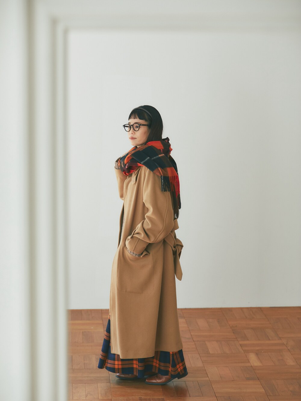 美品　ジョンストンズ　ゆきふいるむ　別注　大判　ストール　カシミヤ　グリーン 別注ストール第2弾！愛服家・yukiさんに聞いた今年の気分は
