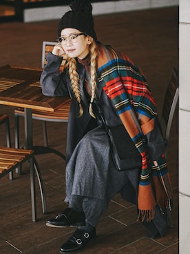 「アイテム（メガネ）」を使った、yukiさん（レディース・152cm）の冬コーディネート