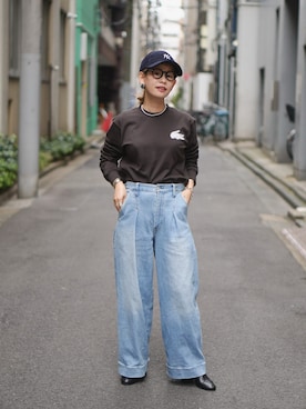 「アイテム（Tシャツ/カットソー）」を使った、yukiさん（レディース・152cm・40代）の秋コーディネート