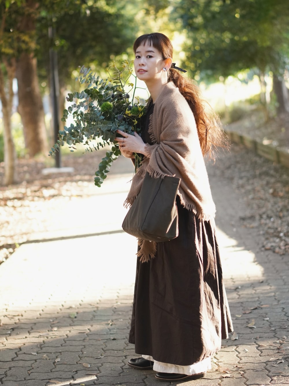 ワンピース＆大判ストール PLEATS PLEASE ロングポンチョ ロング