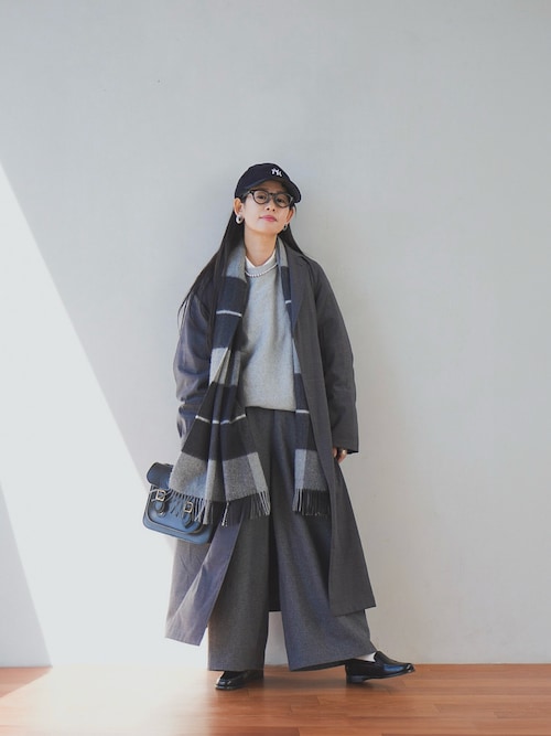 「mizuiroind（ミズイロインド）のmizuiro ind メンズライクワイドシャツ（シャツ/ブラウス）」を使った、yukiさん（レディース・152cm）の冬コーディネート