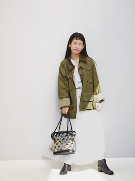 「Barbour（バブアー）のアイテム（ジャケット/アウター）」を使った、yukiさん（レディース・152cm）の春コーディネート