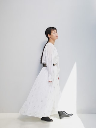 「NE QUITTEZ PAS!（ヌキテパ）のne Quittez pas / ボイル フラワー ロングスリーブ ワンピース［手洗い可］（ワンピース）」を使った、yukiさん（レディース・152cm）の春コーディネート