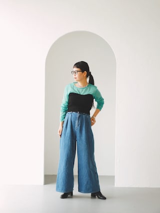 「quip queint（クイップクエイント）の【quip queint】oval chain choker SV / QU036（チョーカー）」を使った、yukiさん（レディース・152cm）の冬コーディネート