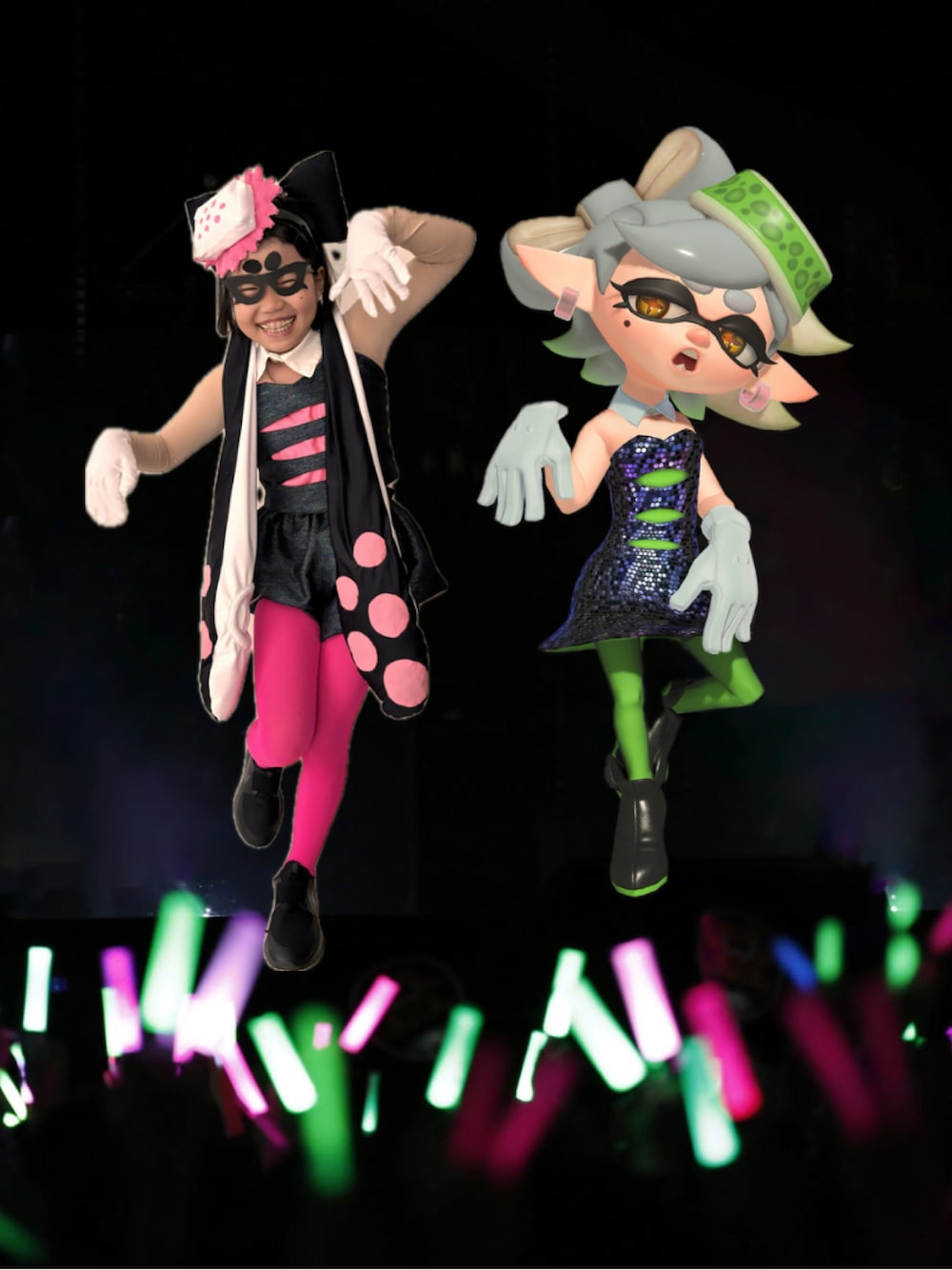 「ハロウィン、ハロウィンコーデ、コスプレ、スプラトゥーン」｜「NIKEのNIKE ナイキ 20-25(H) FLEX RUNNER 3 (GS) フレックス ランナー 3 GS KFN1294 002BLK/ANTHRA（スニーカー、ブラック系）」を使った、𓅿yzk𓅿さん（キッズ・130cm）の秋コーディネートの1枚目の写真
