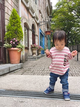 「BRANSHES（ブランシェス）のアイテム（パンツ）」を使った、yurikiさん（レディース・154cm）の秋コーディネート