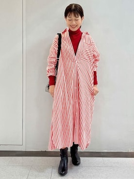「タートルネック」｜「アイテム（シャツワンピース）」を使った、ayakaさん（レディース・150cm）の秋コーディネート