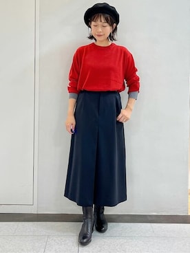 「アイテム（ハンチング/ベレー帽）」を使った、ayakaさん（レディース・150cm）の秋コーディネート