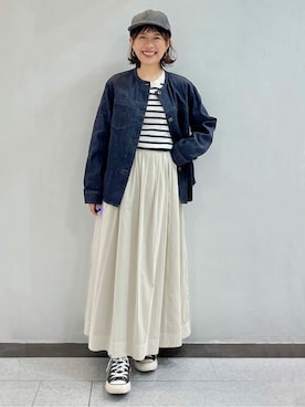 「アイテム（ノーカラージャケット）」を使った、ayakaさん（レディース・150cm）の秋コーディネート