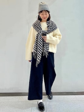 「アイテム（ストール/ショール）」を使った、ayakaさん（レディース・150cm）の冬コーディネート