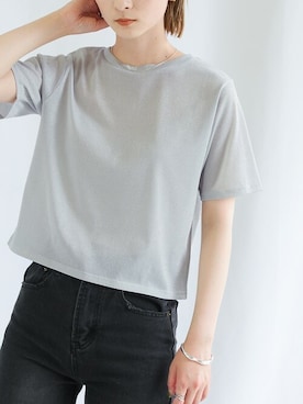 「クルーネックTシャツ」｜SELECT MOCAさん（レディース・158cm）の夏コーディネート