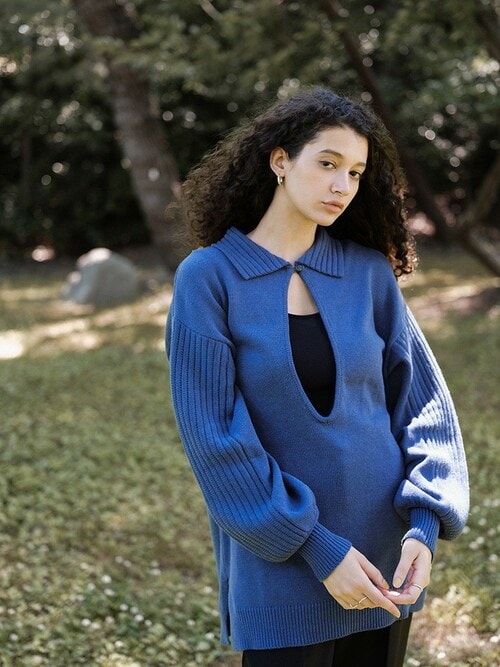 フロントオープンネックニット（ニット/セーター）｜select MOCA