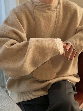 「select MOCA by son（セレクトモカバイソン）のシンプルオーバーサイズニット（ニット/セーター）」を使った、SELECT MOCAさん（レディース・159cm）の秋コーディネート