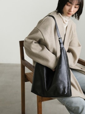 「select MOCA（セレクトモカ）のアイテム（ノーカラーコート）」を使った、SELECT MOCAさん（レディース・158cm）の冬コーディネート