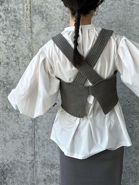 「select MOCA by son（セレクトモカバイソン）のアイテム（ベスト）」を使った、SELECT MOCAさん（レディース・159cm）の春コーディネート