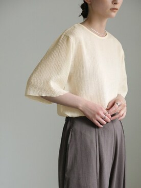 「select MOCA by son（セレクトモカバイソン）のアイテム（スラックス）」を使った、SELECT MOCAさん（レディース・158cm）の春コーディネート