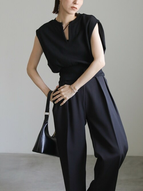 セール】ワッフルフレンチスリーブトップス（Tシャツ/カットソー