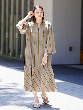 「ストライプワンピース」｜watanabeさん（レディース・163cm）の夏コーディネート