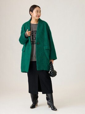 「journal standard L'essage（ジャーナルスタンダードレサージュ）のアイテム（ノーカラーコート）」を使った、watanabeさん（レディース・161cm）の秋コーディネート
