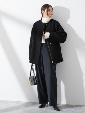 「journal standard L'essage（ジャーナルスタンダードレサージュ）のアイテム（ノーカラーコート）」を使った、watanabeさん（レディース・161cm）の秋コーディネート