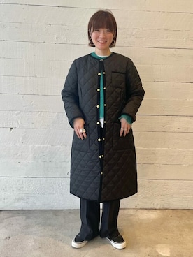 「Traditional Weatherwear」｜「アイテム（ノーカラーコート）」を使った、FREDY&GLOSTER stylingさん（レディース・158cm）の秋コーディネート