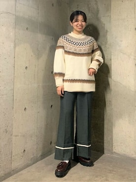 「ロールアップ」｜「アイテム（スラックス）」を使った、FREDY&GLOSTER stylingさん（レディース・160cm）の秋コーディネート