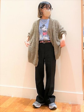 「ミッキー」｜「アイテム（スラックス）」を使った、FREDY&GLOSTER stylingさん（レディース・147cm）の冬コーディネート
