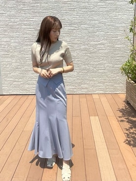 「LAGUNAMOON（ラグナムーン）のカッティングヒールサンダル（サンダル）」を使った、LAGUNAMOON STAFFさん（レディース・157cm）の夏コーディネート