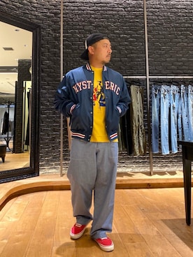 「アイテム（スタジャン）」を使った、DAISUKEさん（メンズ・174cm）の夏コーディネート