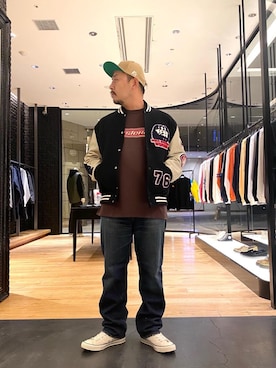 「アイテム（スタジャン）」を使った、DAISUKEさん（メンズ・174cm）の冬コーディネート