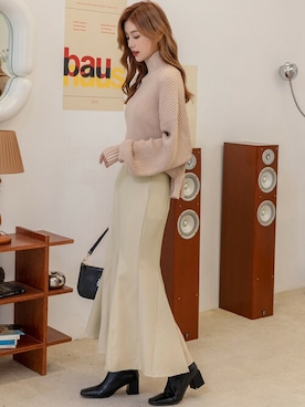 「DAY CLOSET（デイ クローゼット）のレディース きれいめシルエットマーメイドスカート（スカート）」を使った、TeddyShopさん（レディース・158cm）の冬コーディネート