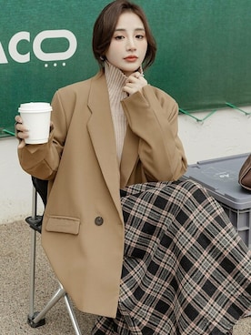 テーラードジャケット チェック柄 コーディネート Zozotown