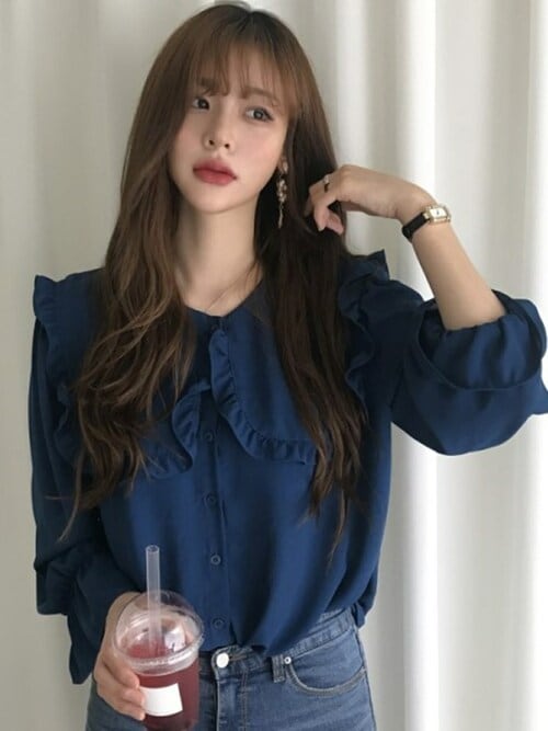 DAY CLOSET ブラウス シャツ レディース ビッグセーラーカラーフリル