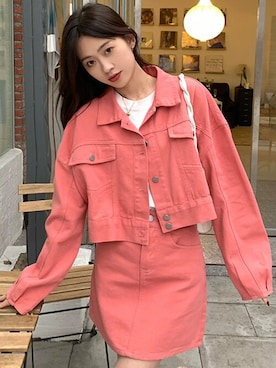 「アイテム（セットアップ、ピンク系）」を使った、TeddyShopさん（レディース・158cm）の春コーディネート