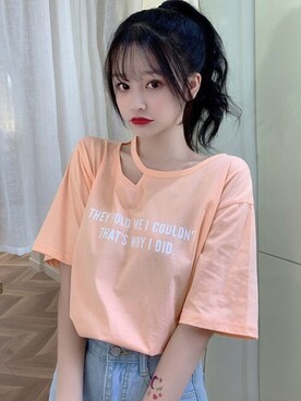 「DAY CLOSET（デイ クローゼット）のアイテム（Tシャツ/カットソー）」を使った、TeddyShopさん（レディース・158cm）の夏コーディネート