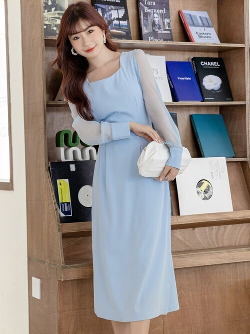 GOUDINRQC マキシワンピース　シースルーボリューム袖 GOUDINRQC マキシワンピース シースルーボリューム袖