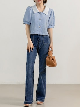 「DAY CLOSET（デイ クローゼット）のアイテム（シャツ/ブラウス）」を使った、TeddyShopさん（レディース・158cm）の夏コーディネート