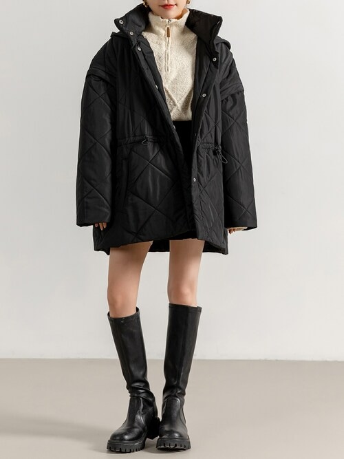 セール】レディース 2WAYドローコードキルティング×ベストショート