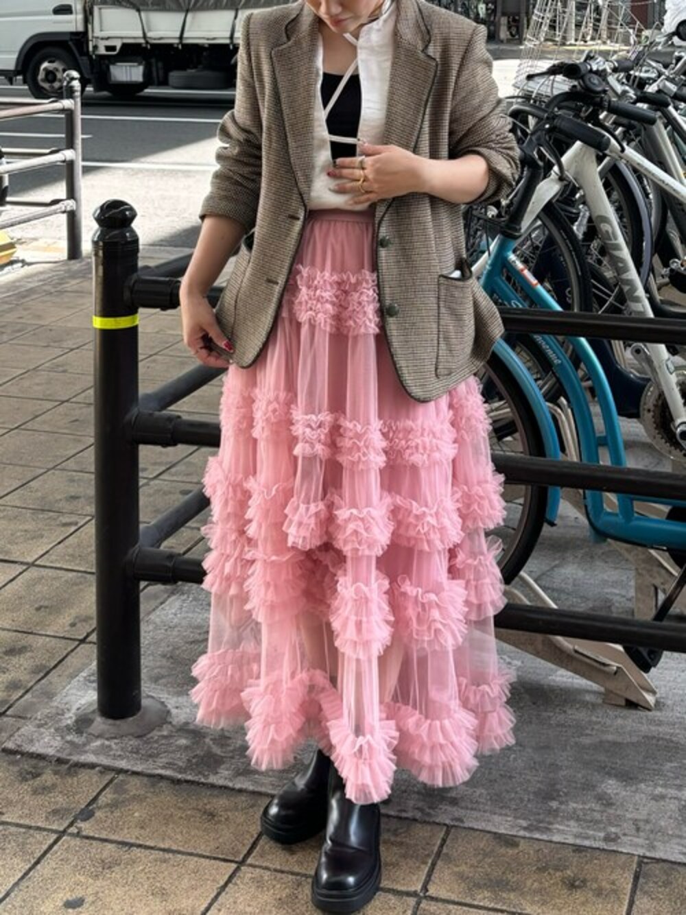 【美品】&g'aime サテン ライトジャケット シャツブラウス &g'aime】ノースリーブサテンブラウス（シャツ/ブラウス）｜&g
