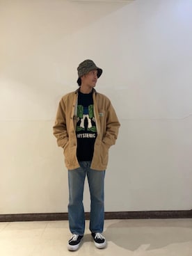 「アイテム（帽子、グリーン系）」を使った、hyshmt01さん（メンズ・171cm）の秋コーディネート