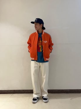 「アイテム（ブルゾン、オレンジ系）」を使った、hyshmt01さん（メンズ・171cm）の秋コーディネート