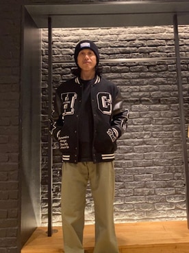「HYSTERIC GLAMOUR（ヒステリックグラマー）のアイテム（スタジャン）」を使った、hyshmt01さん（メンズ・171cm）の冬コーディネート