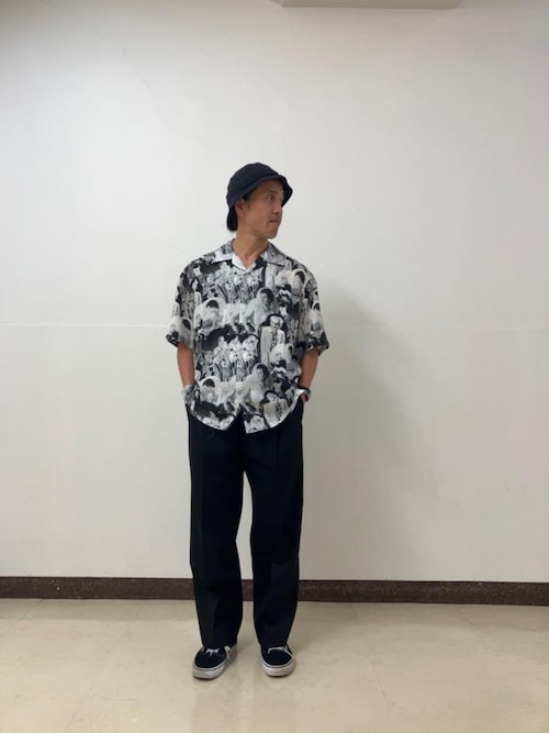 DENNIS MORRIS/BOLLOKS ANARCHY MIX柄 オープンカラーシャツ