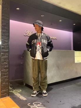 「アイテム（スタジャン）」を使った、hyshmt01さん（メンズ・171cm）の秋コーディネート